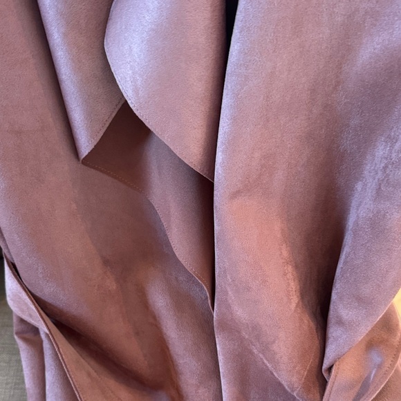 Women's Faux Suede Trench Coat - - Picture 9 of 10